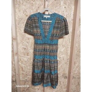 What Comes Around Goes Around Anthropologie 100% Silk Plunging V-Neck Dress 12